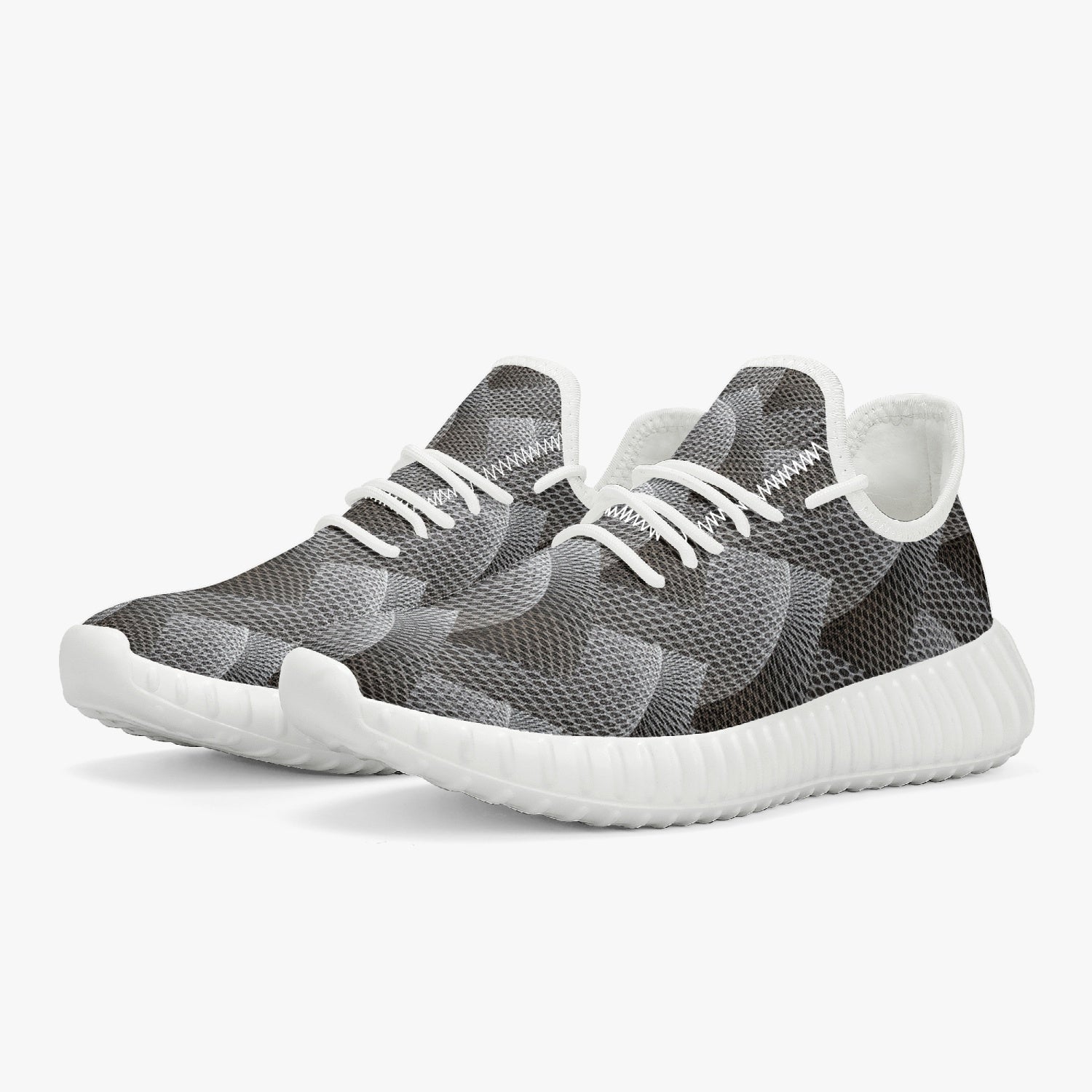 HoneyComb 3D. Mesh Knit Sneakers - White/Black
